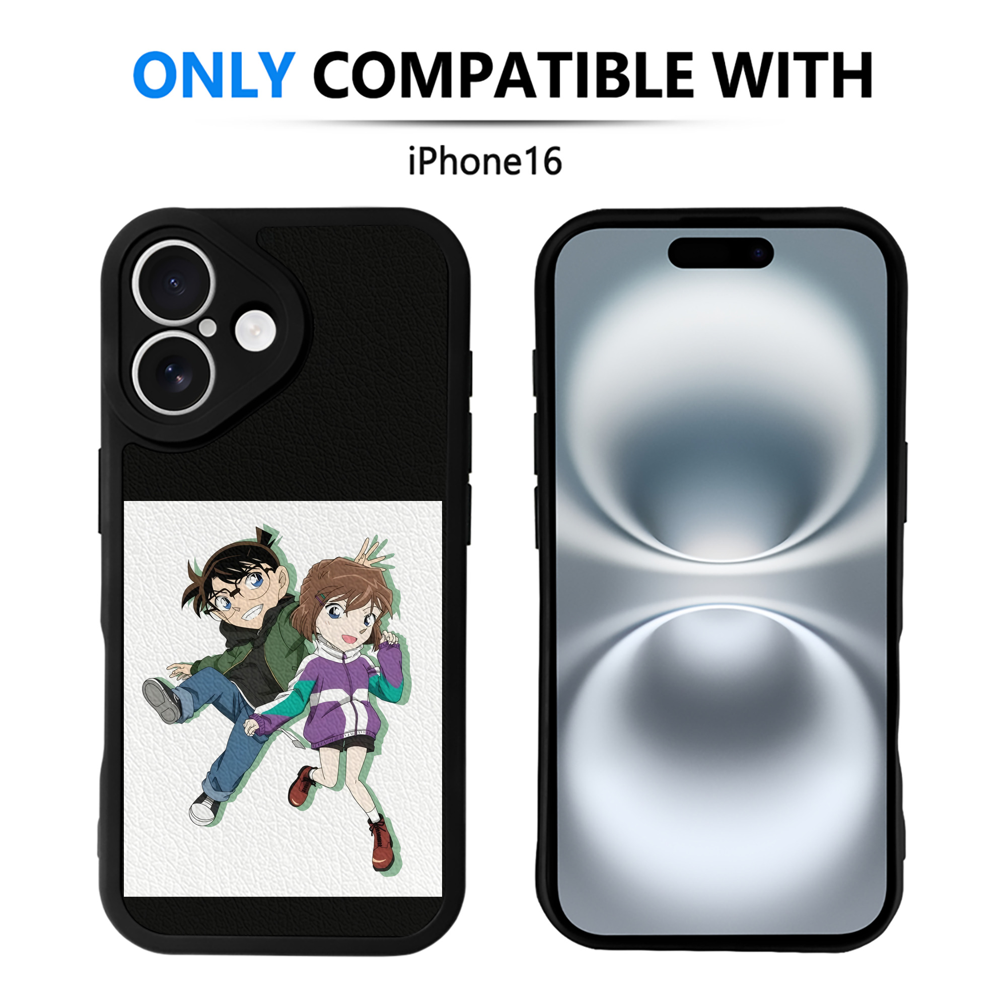 （画像用） 名探偵コナン 灰原 哀 はいばら あい Detective Conan Anita Hailey、Vi Graythorn Haibara Ai 【iPhone 16シリーズ対応】シリコンスマホケース（レザー調） 材質：シリコン